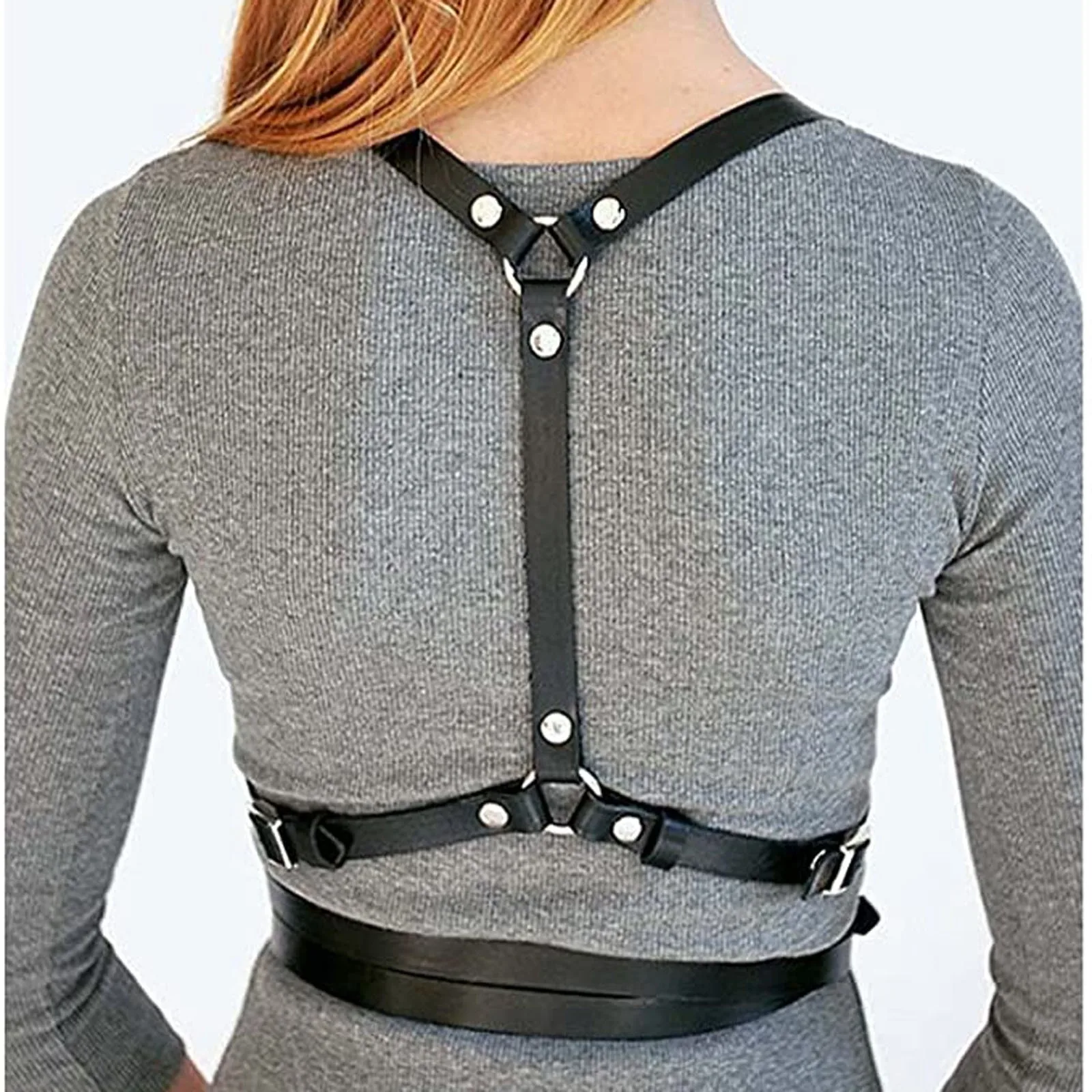 

Women Body Belts Leather Garters Punk Strap Band Waist Sports Abdomen Adjustment Pu Belt Hip-hop Street Shooting Leg Ring