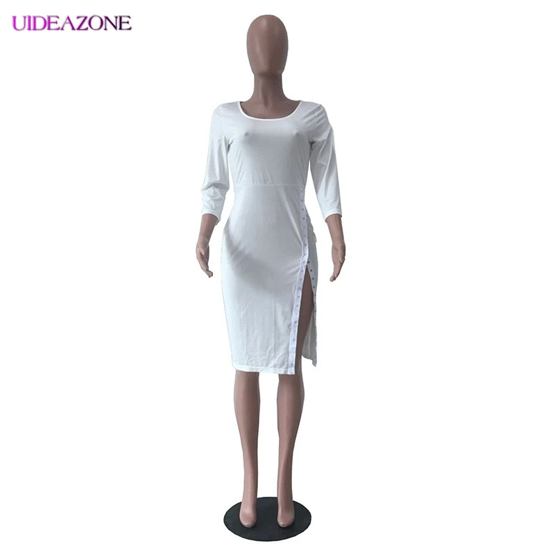 Женское облегающее платье UIDEAZONE вечернее футляр с высоким разрезом рукавом три