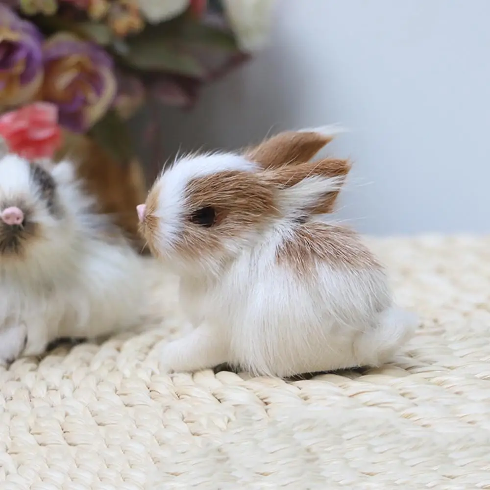 

1 Pc 5 cm Mini Realistic Cute White Plush Rabbits Fur Lifelike Animal Easter Bunny Simulation Model Birthday Gift Rabbit Toy