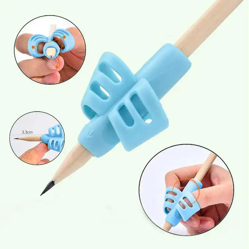 L&aacute;piz para escribir soporte para sart&eacute;n para ni&ntilde;os, 3 uds., l&aacute;piz de silicona para aprender, pr&aacute;ctica, agarre, dispositivo para corregir postura, para estudiantes-2