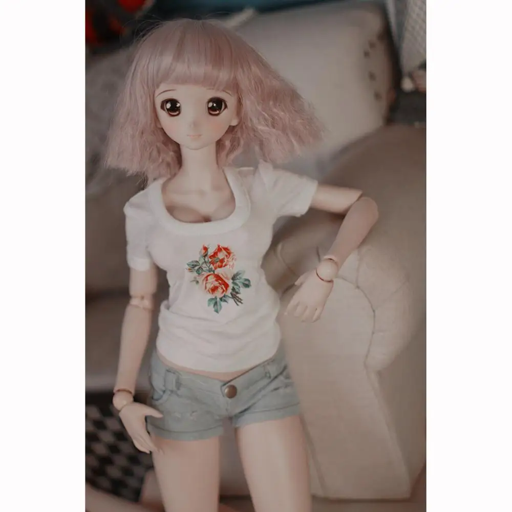 Одежда для кукол Bybrana BJD SD белая футболка + короткие джинсы | Игрушки и хобби