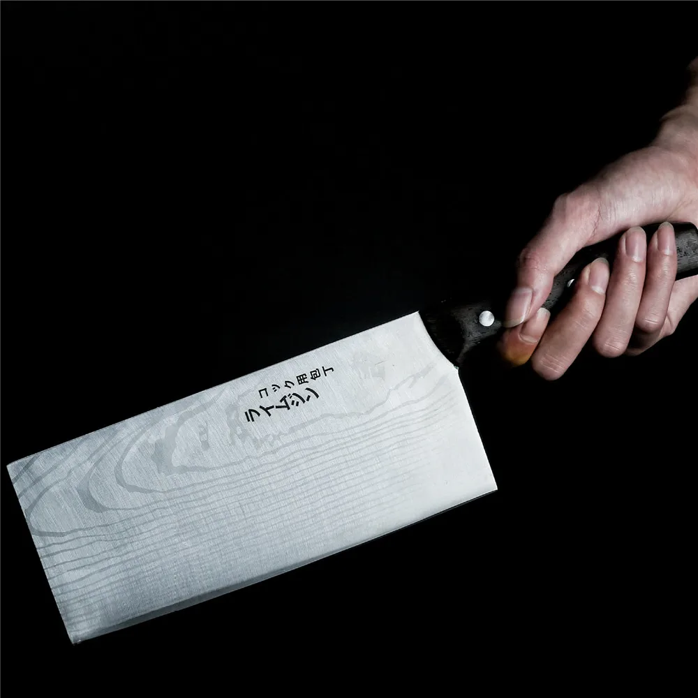 Японский нож из нержавеющей стали дамасский узор чефский кухонный с деревянной