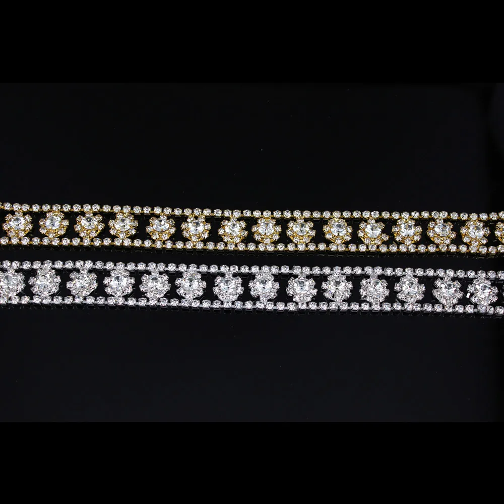 5 yard Wedding Dress Belt Costume Applique DIY Beauty Accessories Chain Silver/Gold Rhinestone Crystal Sew On Trims | Свадьбы и