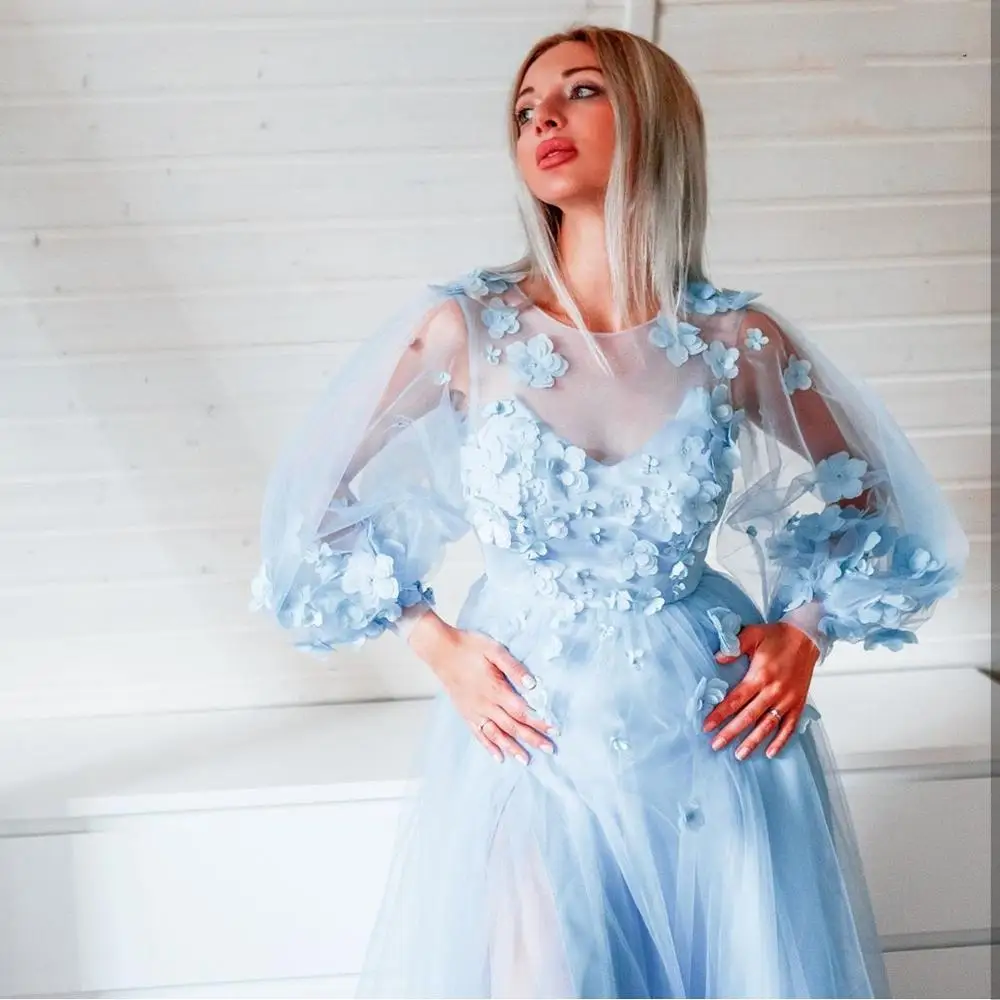 

Женское вечернее рождественское платье, синее ТРАПЕЦИЕВИДНОЕ ПЛАТЬЕ С Длинным Рукавом и 3D разрезом, для вечерние