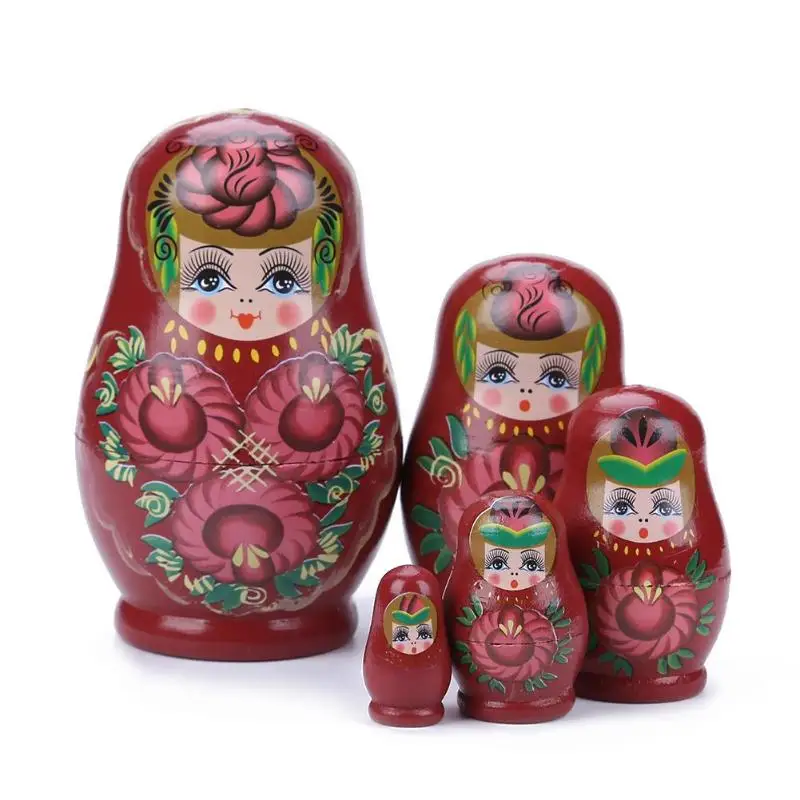 5 шт./компл. милые матрешки деревянные куклы русские ручные краски для детей