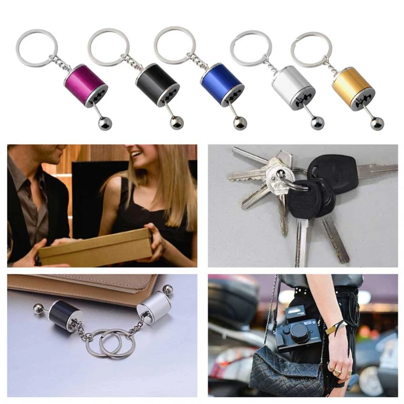 

1pc Car 6 Speed Gearbox Gear head Keychain Manual Transmission Lever Metal Key Ring Car Refitting Metal Pendant keychain