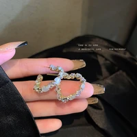 925 silver needle opal diamond inlaid love earrings korean fashion design sense temperament simple