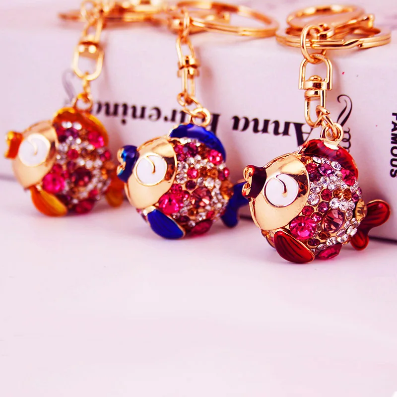 Новый модный аксессуар кольцо для ключей стразы украшение подвеска в форме рыбы