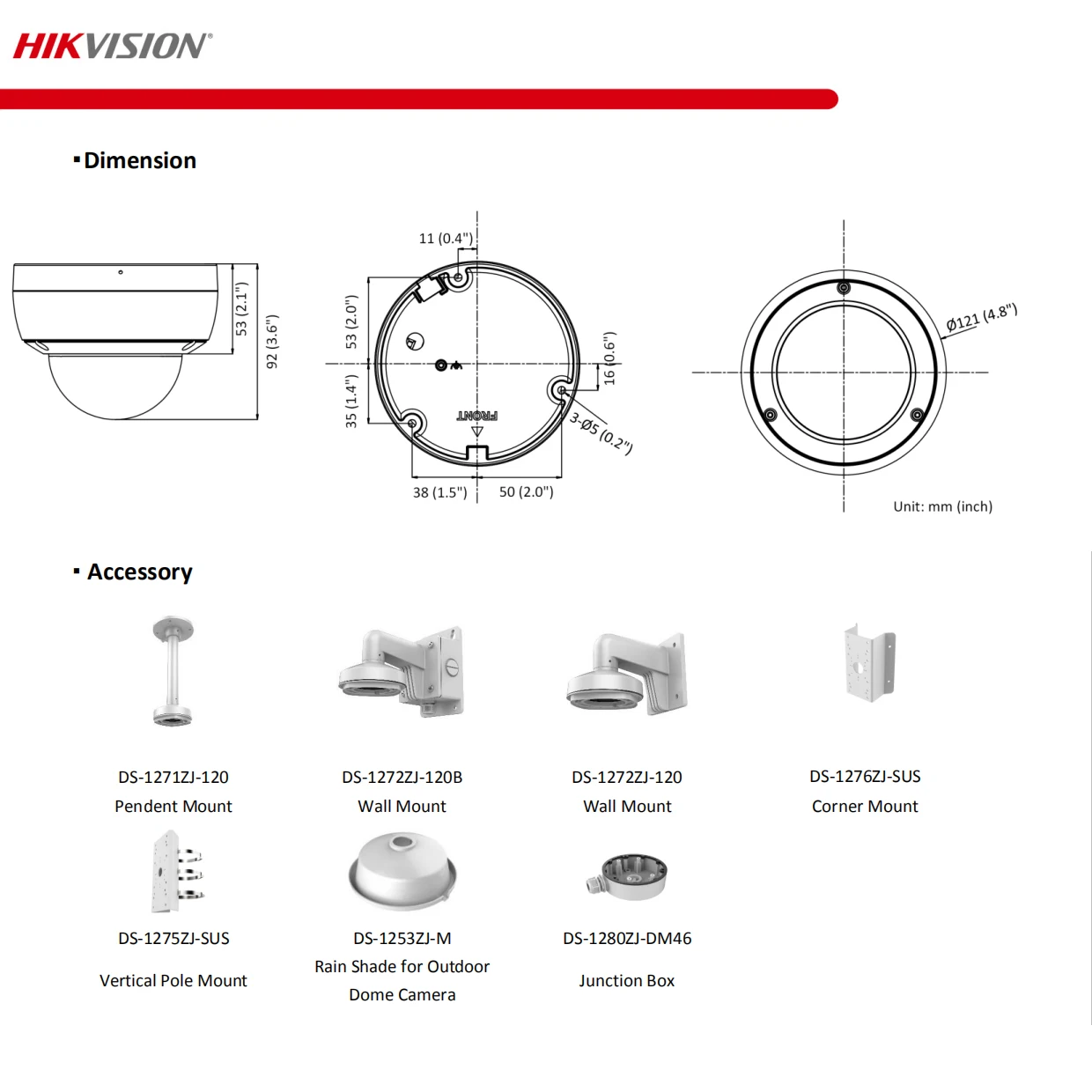 Original Hikvision DS-2CD2186G2-ISU DS-2CD2186G2-I 8MP 4K POE IR IP67 IK10 DarkFighter AcuSense Dome CCTV Camera Built-in Mic |