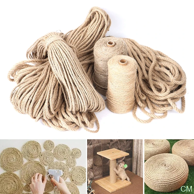 

Natural Jute Fabric Rope Twisted Cord String DIY Basket Craft Cat Pet Scratching