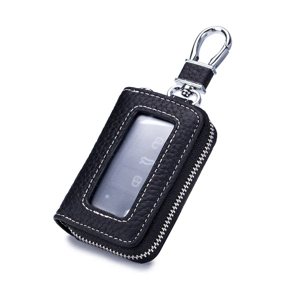 

Case Car Key Holder Zipper Shell Universal Genuine Leather Accessories