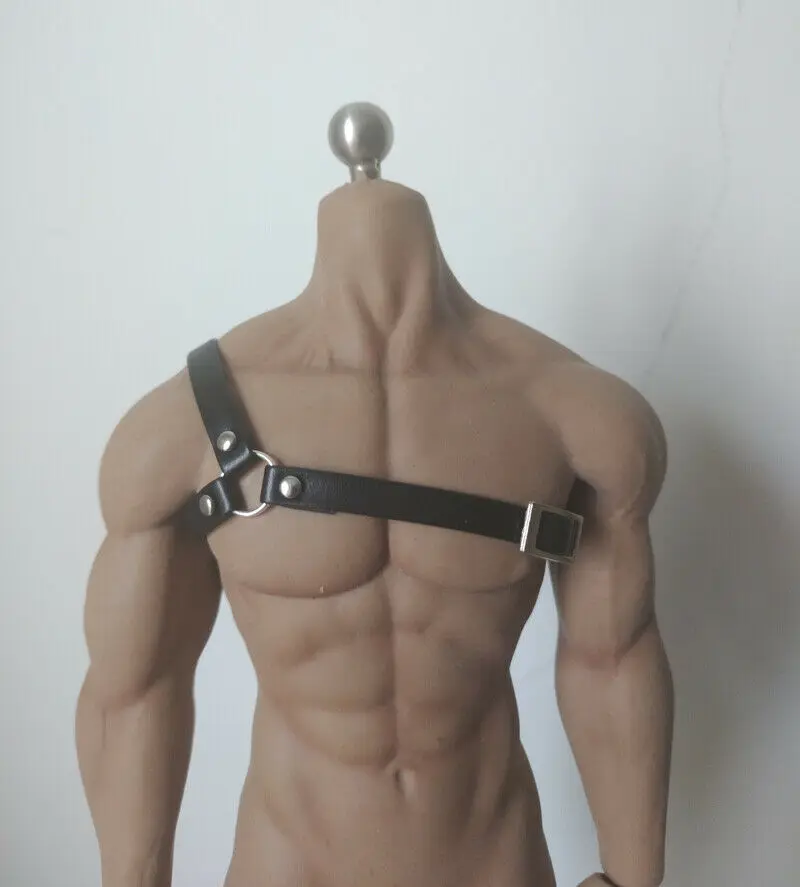 

1/6th Black SM Men's leather chest strap model For 12" Phicen Male Figure