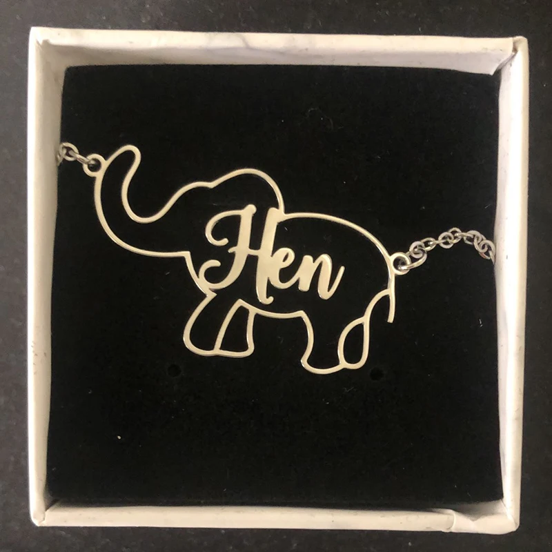 

Custom Name Necklace Personalized Stainless Steel Choker Necklace for Women Lover Elephant Pendant Nameplate Gothic Jewelry Gift