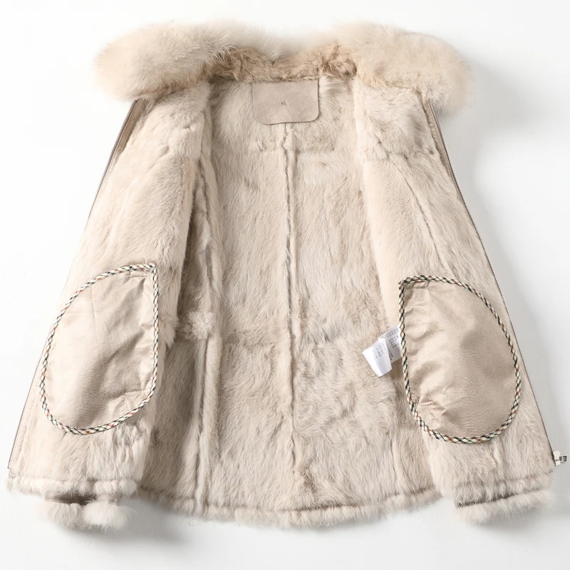 

Winter 2020 Haining rabbit fur one woman short Korean fox fur collar fashion light luxury fur coat new style
