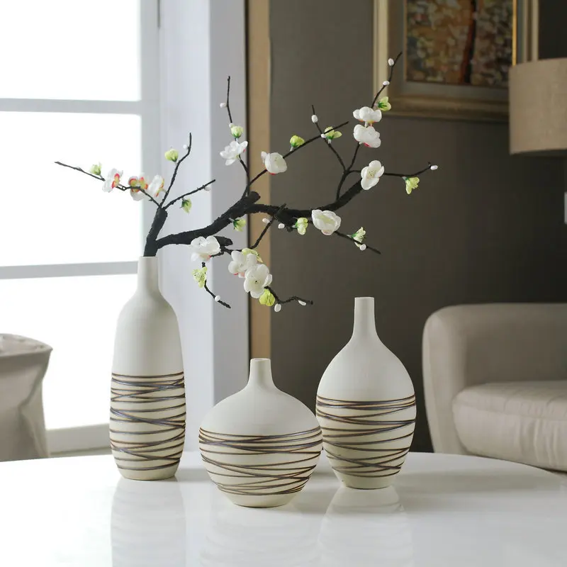 

Ceramic Home Ornaments Vase Origami Brown Line Geometric Simple Flower Vases decoracion hogar moderno