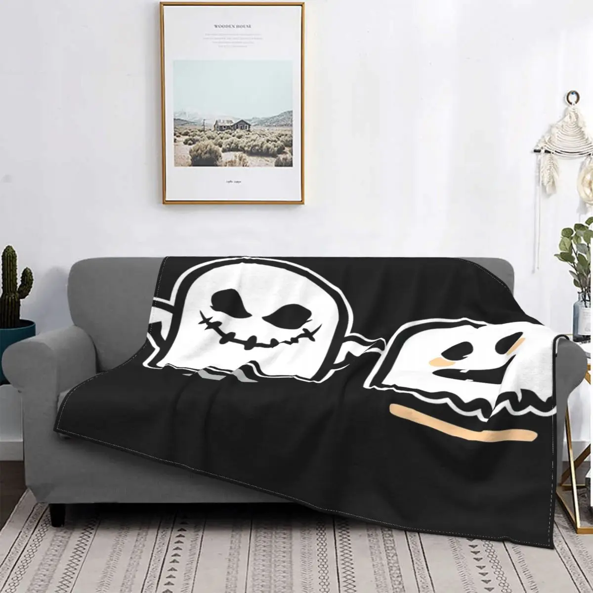 

Manta de decoración de Boo para Halloween, colcha para cama a cuadros, cubierta de sofá, manta de verano, colchas para camas