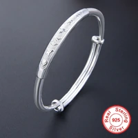 100 s999 sterling silver bracelet for women pure silver 57 5mm adjustable bangle wedding engagement fine jewelry gifts