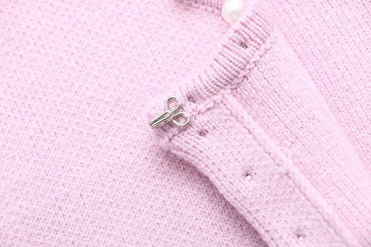

Pearls Women's Sweater Long Sleeve Cardigans Plus Size O-neck Embroidered Flares Laides Elegant Sweater KKFY4830