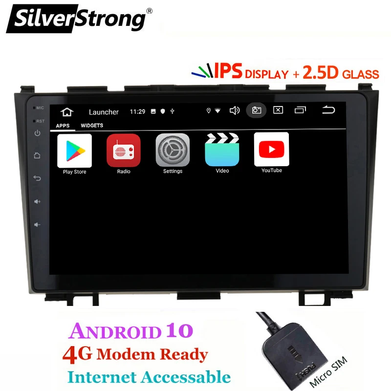 SilverStrong Android10.0 4G SIM модем Автомобильный плеер 9 дюймов для Honda CRV 2007 2011 радио