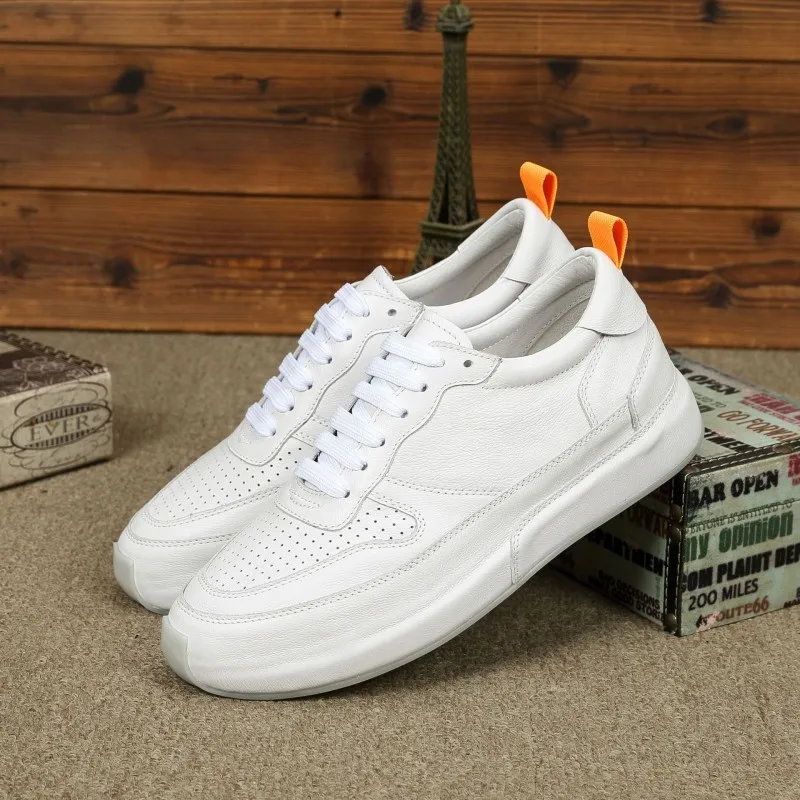 Spring Mens Thick Platform Running Shoes Genuine Leather Outdoor Sport Skateboarding Male Training Fitness Sneakers Colors | Спорт и