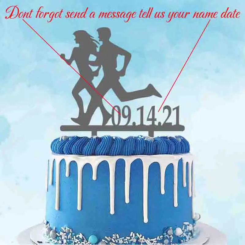 Персонализированные парные беговые торты Topper Custom Date Mr & Mrs для бега силуэт