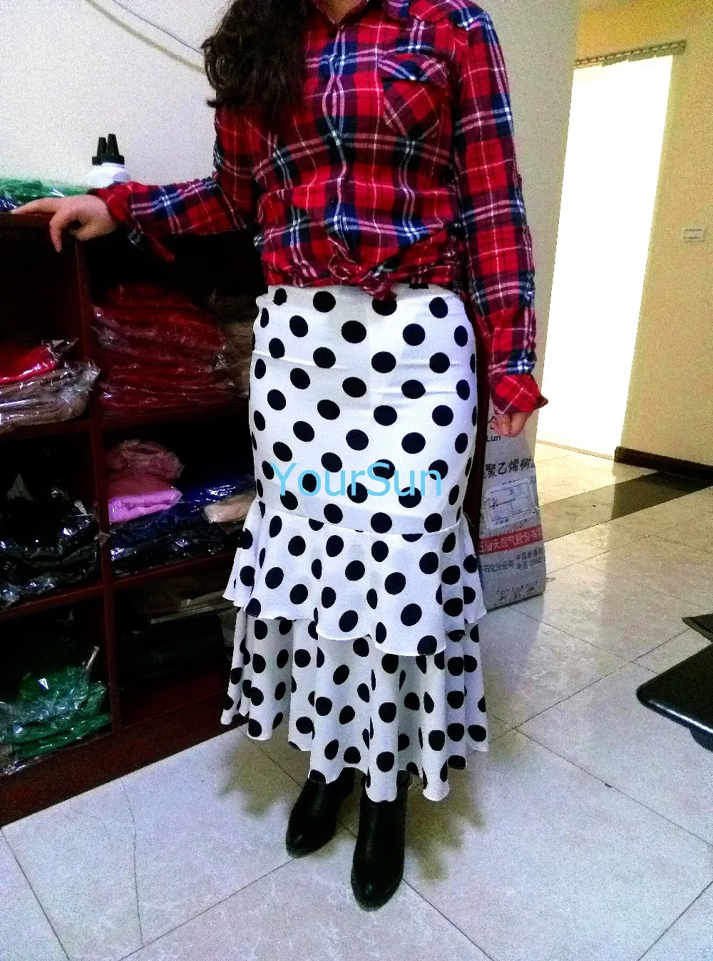 Сезон лето Модные женские Макси Длинная с принтом в горошек и юбка изображением