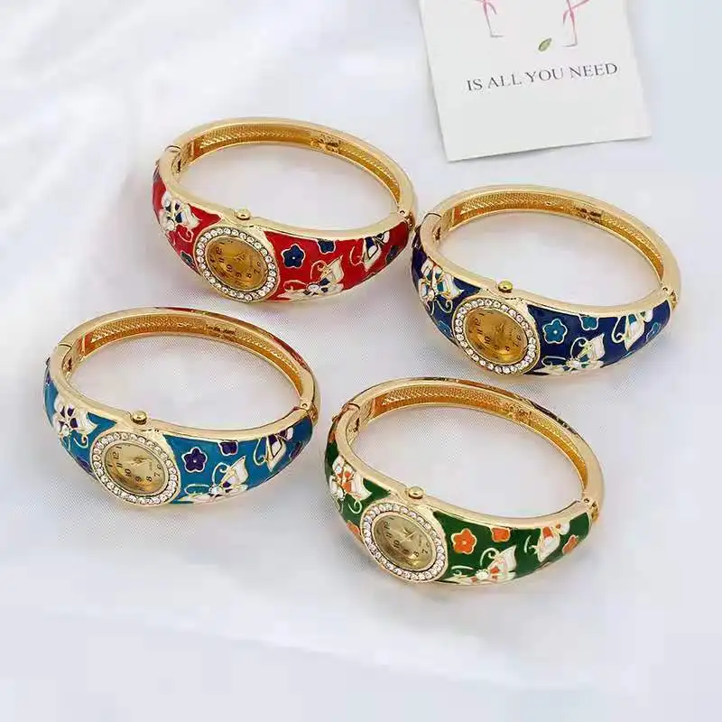 Эмаль перегородчатого цвета 18 К дворцовые Винтажные Украшения Простой браслет в