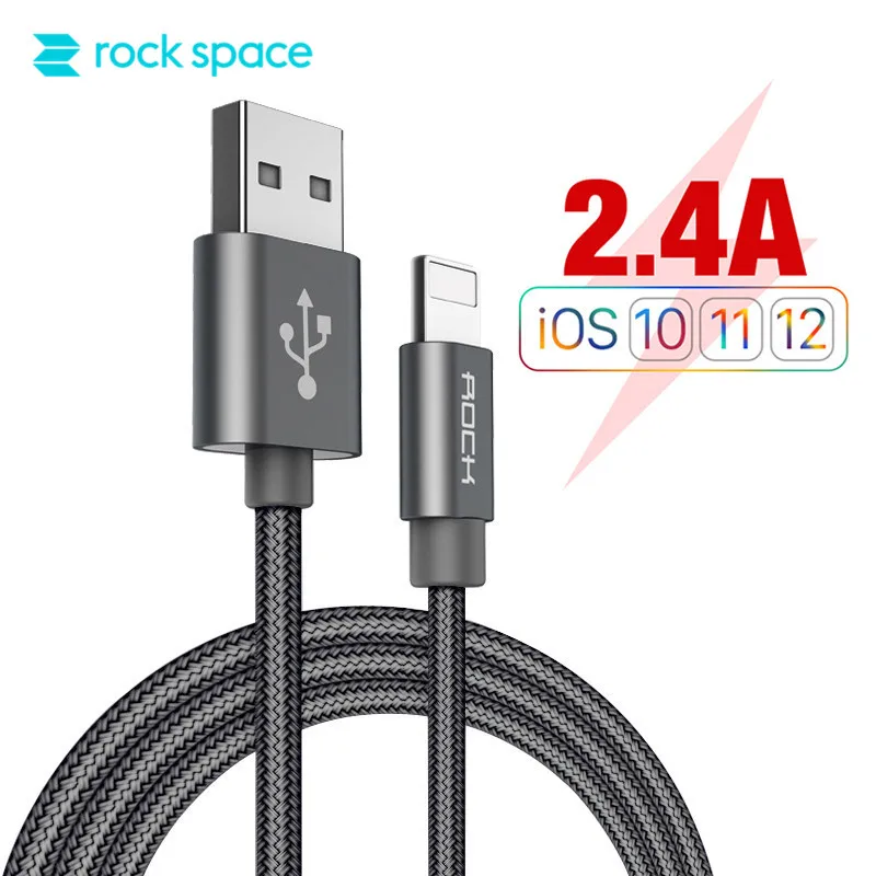 Кабель ROCK для iPhone 100 см 180 20 а быстрое зарядное устройство USB кабели Lighting зарядный
