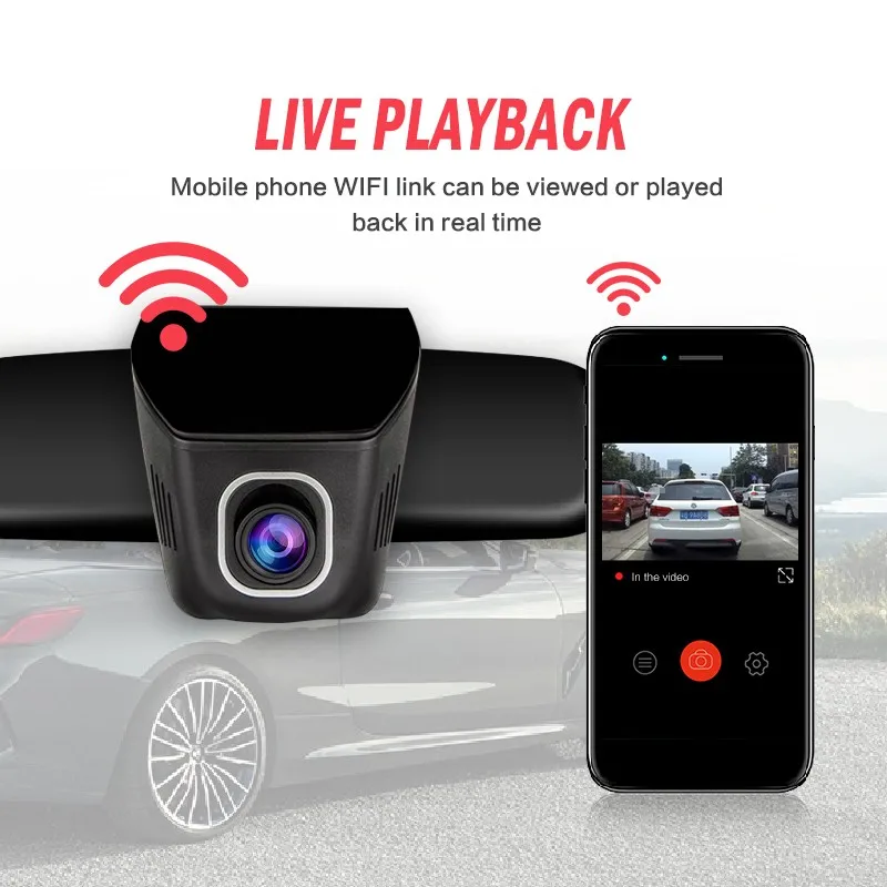 Автомобильный видеорегистратор V24 с Wi-Fi, видеорегистратор для вождения, приложение Full HD 1080 P, циклическая запись ночного видения, g-сенсор, камера с датчиком движения