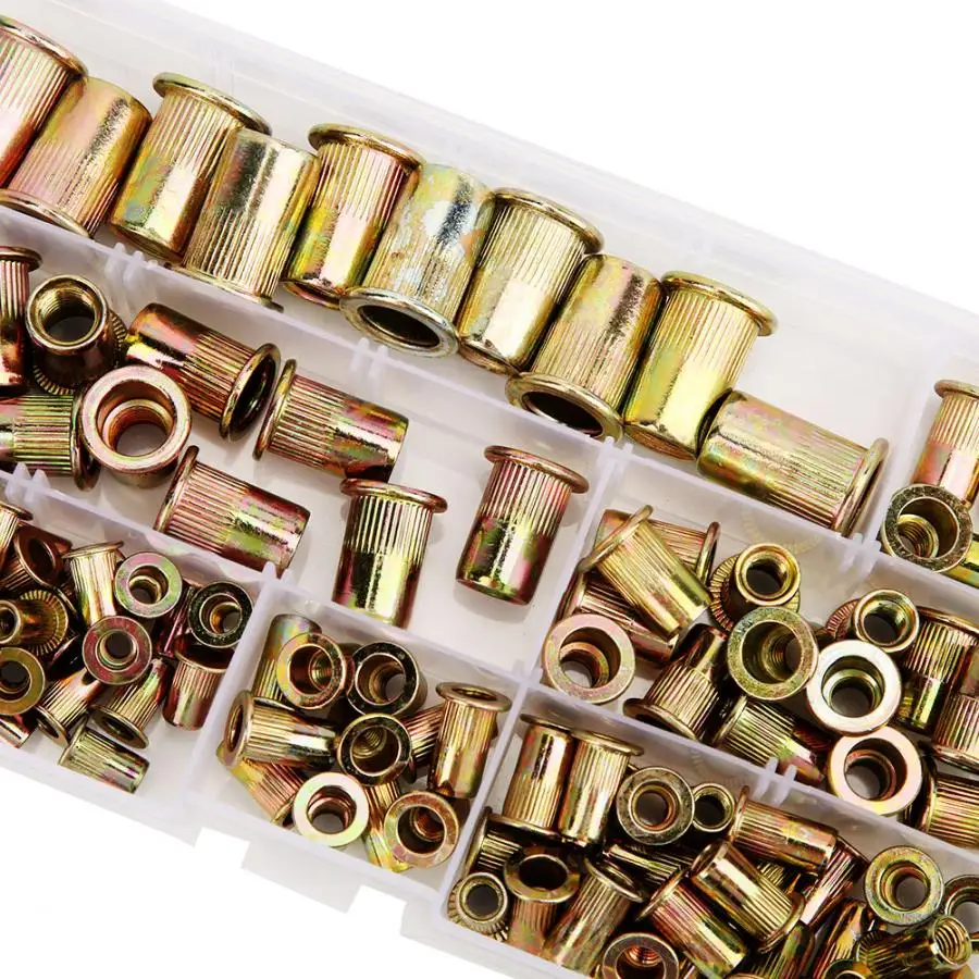 120 шт./компл. набор заклепочных гаек оцинкованные плоские резьбовые крепежные