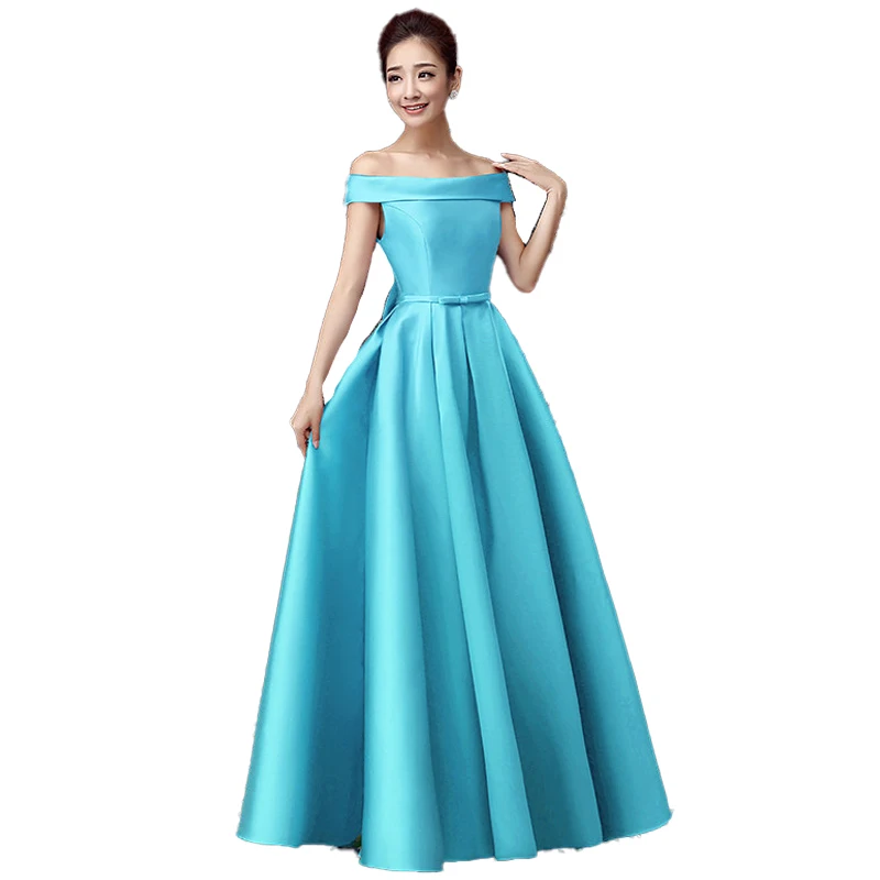 

Robe demoiselle d'honneur2020 New Satin Boat Neck Cap Sleeve a Line burgundy turquoise purple royal blue Bridesmaid dresse long