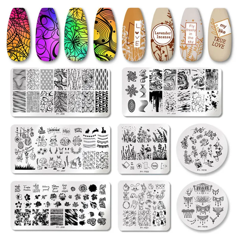 1 шт. пластины для стемпинга ногтей в форме цветка листа виде геометрических