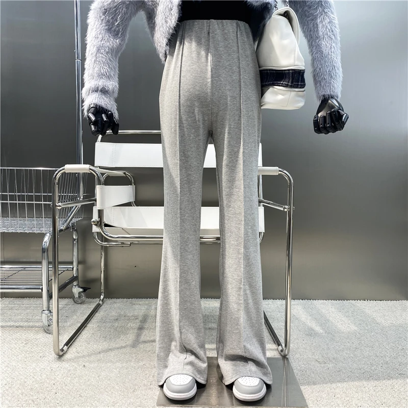 

New 2021 Brand Original Design High Waist Wide Leg Pants Loose Hanging Feeling Simple Solid Color Middle Seam Casual Trousers