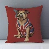 selected hot sale dog cushion cover bulldog printed cozy home decorative pillow 45x45cm quality cushions square plain pillowcase