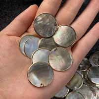 2pcs natural black shell pendant round mother of pearl charms pendants for diy earring necklace jewelry making 25304550mm
