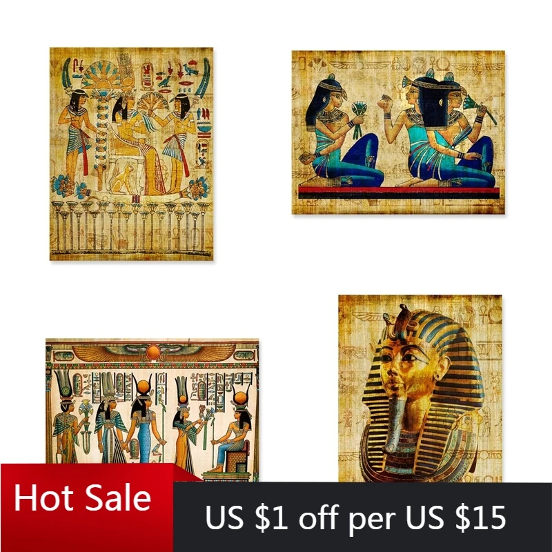 Египетская настенная Картина на холсте в стиле бумаги старые антикварные