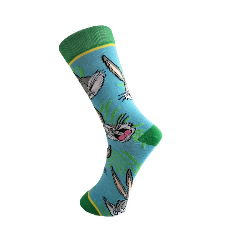 

12 пара/лот C236 горячая Распродажа Красочные женские хлопковые носки с забавным рисунком кролика Креативные мужские новые Мультяшные носки д...