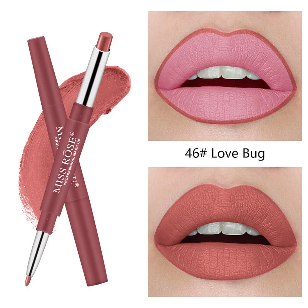 46 MISS ROSE, 14 цветов, двухконцевые помады, стойкая, водостойкая, профессиональная, увлажняющая, для губ, карандаш, матовая - Цвет: 46