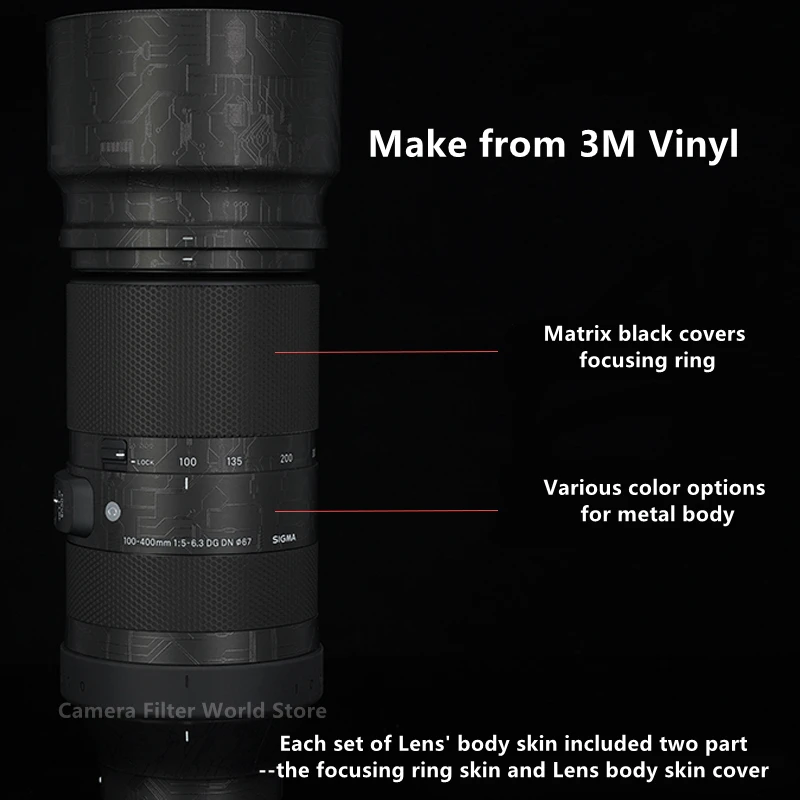

3M Vinyl Protective Film for Sigma 100-400mmF5-6.3 Lens Decal Protector Anti-scratch Cover Film Sticker