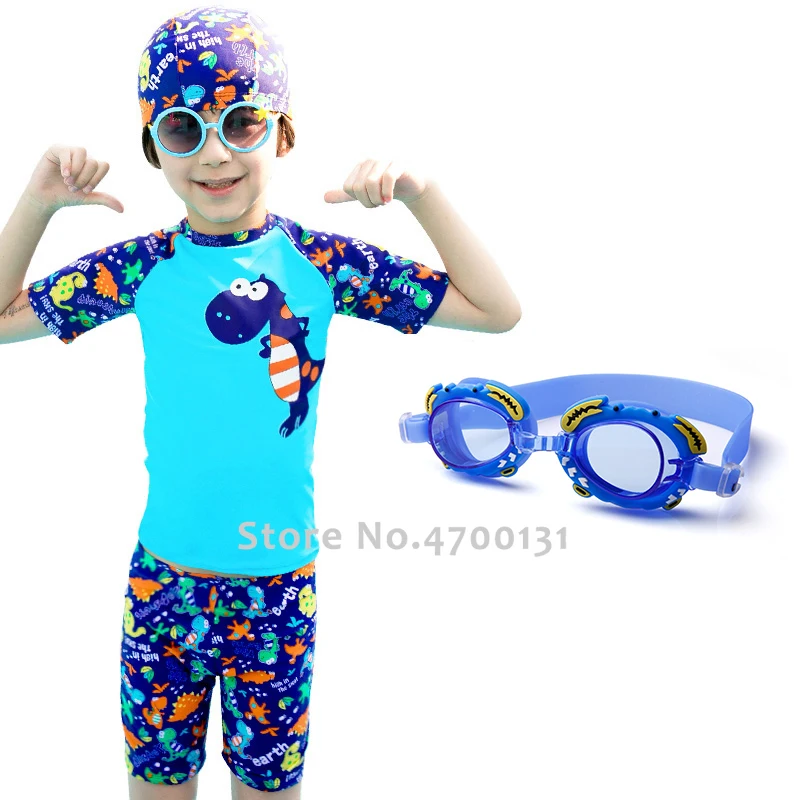 Детский купальный костюм с динозавром из мультфильма для мальчиков защитой от