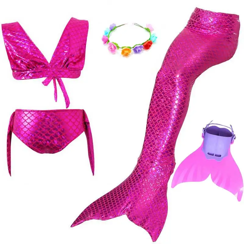 Комплект из 5 предметов хвост русалки с моноластами для девочек детская пляжная