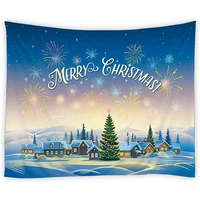 dachengxing rustic village fireworks bloom tapestry xmas tree christmas carnival wall hangingpolyester decor for living room