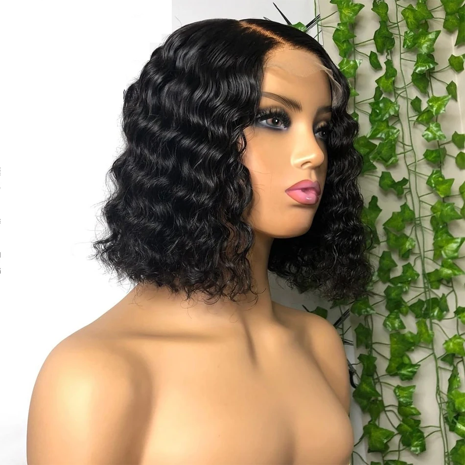Human Hair Pixie Cut Curly Human Hair Wig Short Bob Wig Lace Front Human Hair Wigs For Women Deep Wave Frontal Wig Loose Deep