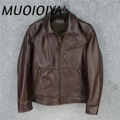 

Куртка мужская из натуральной воловьей кожи, в стиле ретро