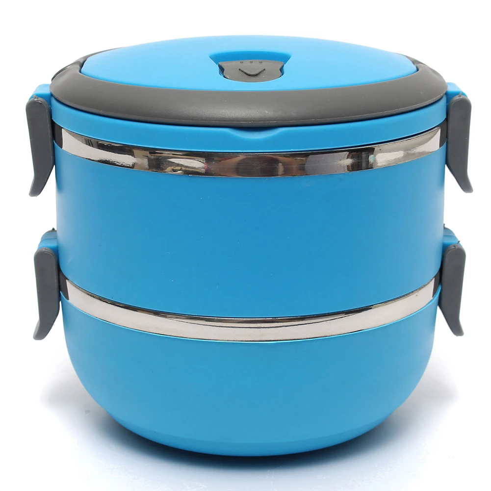 Портативный дорожный круглый 2-уровневый Ланч-бокс из нержавеющей стали 1800 мл с