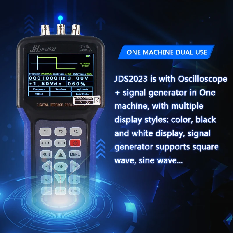 Jinhan портативный цифровой осциллограф JDS2023 цифровой осциллограф 1 канал 20 МГц AC/DC Storagesignal функция генератора