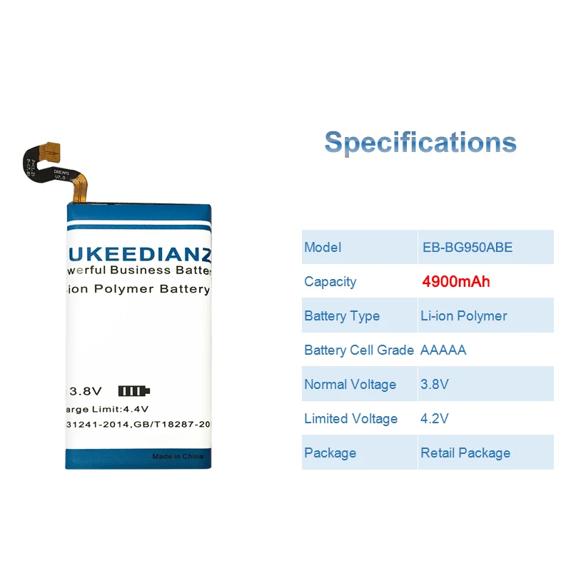 GUKEEDIANZI EB-BG950ABE, сменная батарея для samsung Galaxy S8 G955, смартфон, высокое качество, 4900 мА/ч батареи