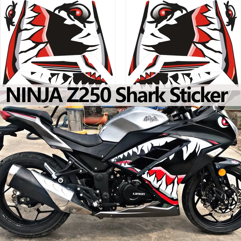 Новые ПВХ наклейки на мотоцикл для Kawasaki Ninja 250 z250 Shark Custom Decal Accessories|Наклейки и