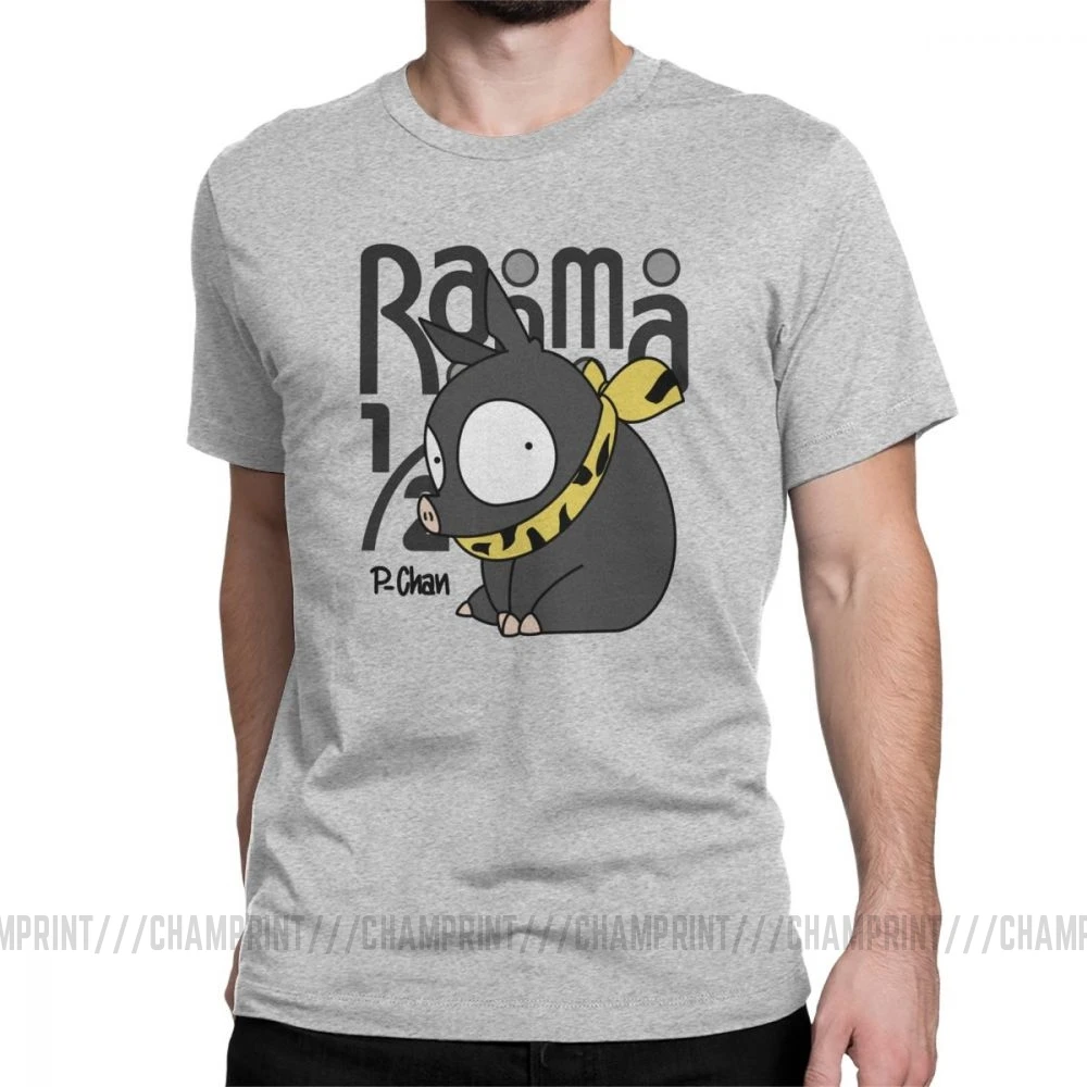 Men's P Chan Ranma 12 T Shirt Anime Akane P Chan Rumiko Martial Japanese Pig Cotton Short Sleeve Tees Birthday Present T-Shirt - Цвет: Серый