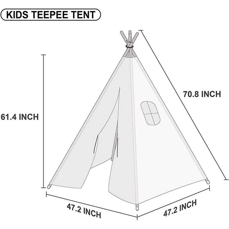 

1.8M Large Tipi Triangle Teepee Tent For Kids Children's Playhouse Teepee Play Tent Game House For Children